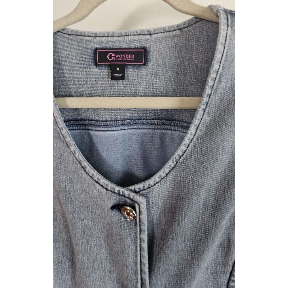 NWT C wonder Christian Siriano buttoned stretch denim midi shirt belte dress S - Picture 7 of 14